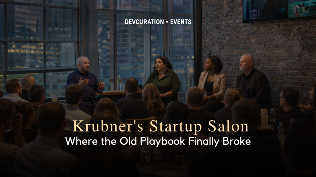 Krubner’s Startup Salon community gathering with founders and operators in an intimate, small-room discussion setting