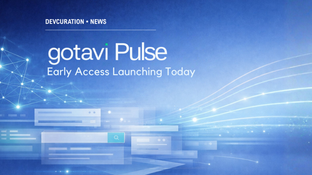 Gotavi Pulse early access launch graphic showing the Gotavi logo and product announcement on a blue interface background